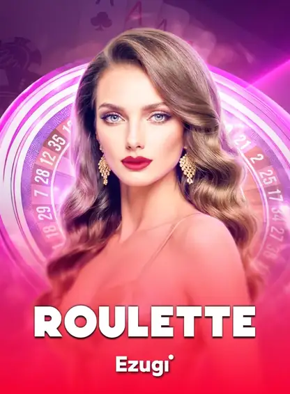 หน้าปกโต๊ะสด ROULETTE ดีลเลอร์หญิงพร้อมป้ายข้อความ Ezugi