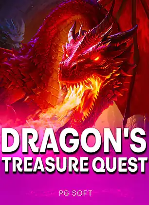 รูปหน้าปกเกมสล็อต Dragon's Treasure Quest ตัวหนังสือเด่น